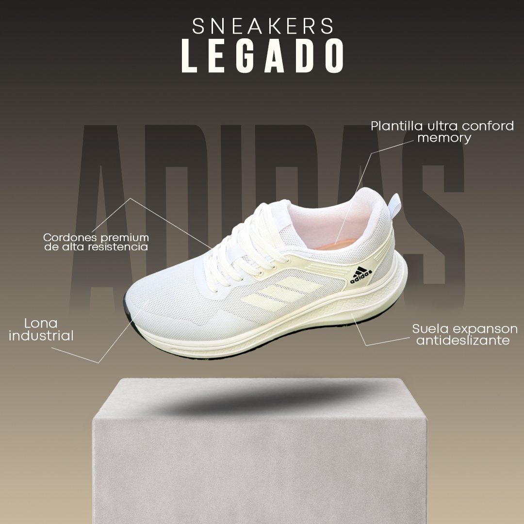 Anatomía del sneaker blanco Legado: plantilla confort, cordones premium, lona industrial y suela antideslizante